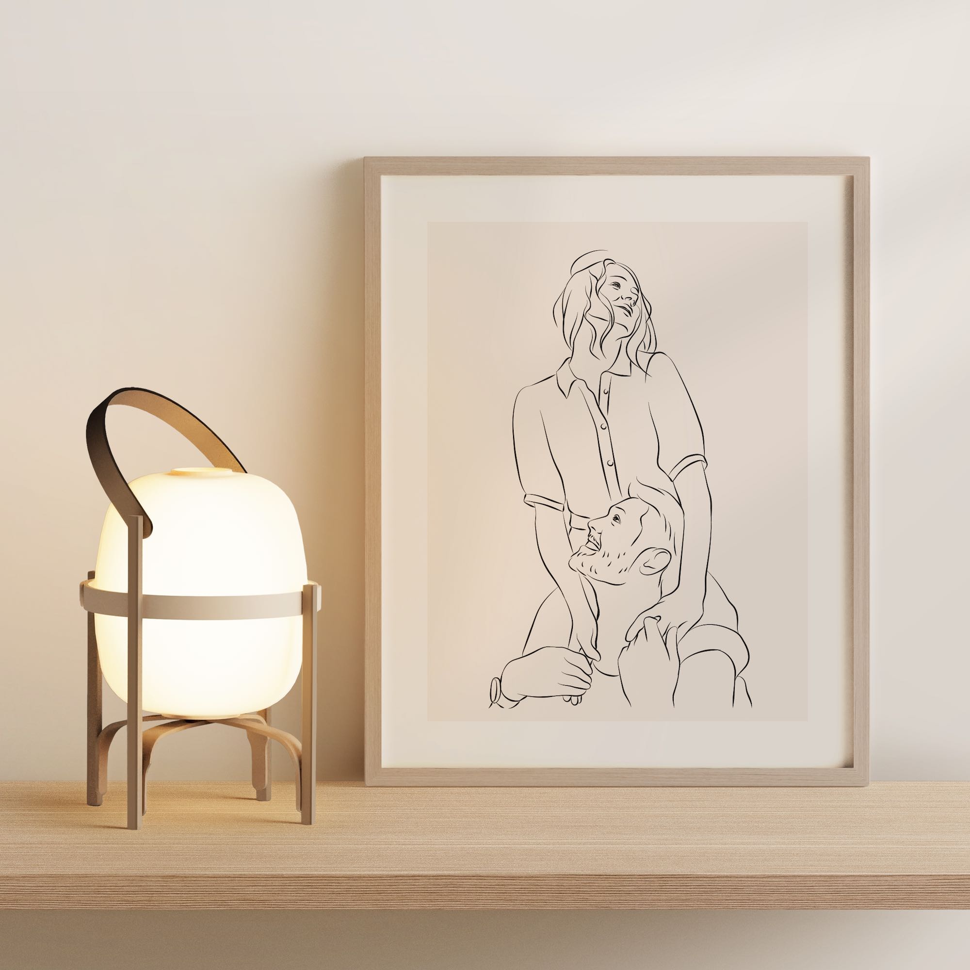 Line Art -kuvitus nuoresta rakastuneesta parista