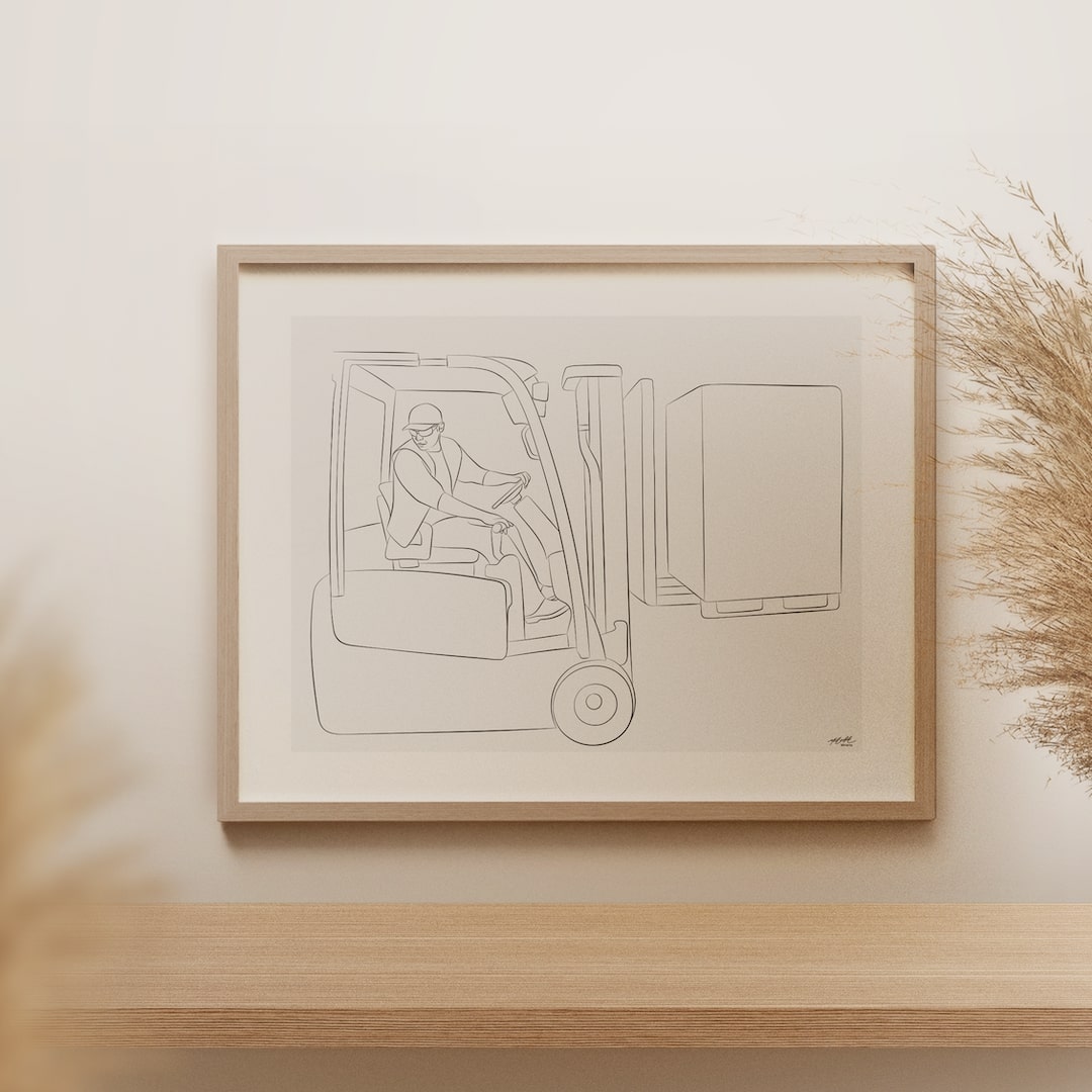 Line Art -piirros trukkikuljettajasta