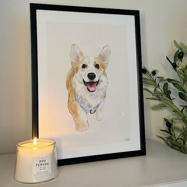 Värikäs muotokuva corgista